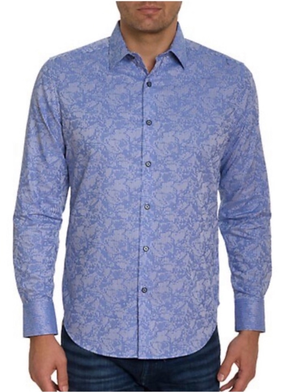 ROBERT GRAHAM Light Blue Paisley-Texture Business Casual